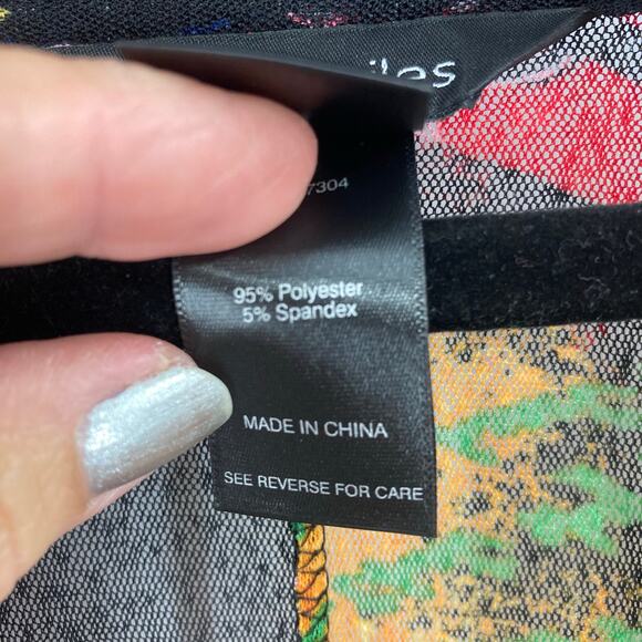 Ali Miles Floral Art to Wear Open Front Liquid Knit Colorful Fairy Cardigan 1X - Picture 5 of 7